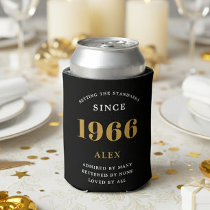 60e Verjaardag Naam 1966 Zwart Goud Elegant Chic Blikjeskoeler