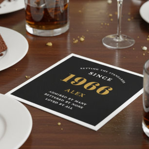 60e verjaardag naam 1966 zwart goud elegante Chic Servet