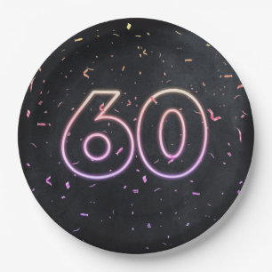 60e verjaardag Neon Sign On Black Paper Bord