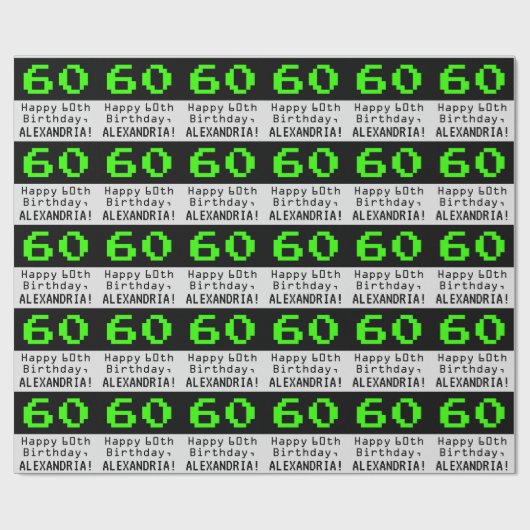 60e verjaardag - Nerdy / Geeky stijl "60" en naam Cadeaupapier (Vlak)