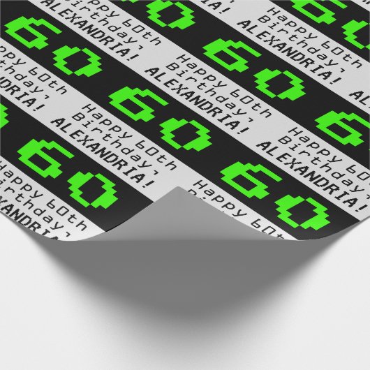60e verjaardag - Nerdy / Geeky stijl "60" en naam Cadeaupapier (Hoek)