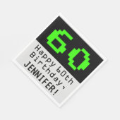 60e verjaardag - Nerdy / Geeky Style "60" & naam Servet (Hoek)