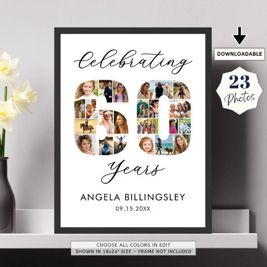 60e verjaardag nummer 60 23 Fotocollage Poster