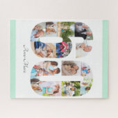 60e verjaardag nummer 60 Foto Collage Mint Legpuzzel (Horizontaal)