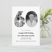 60e verjaardag nummer 60 fotocollage zwart wit kaart (Staand voorkant)