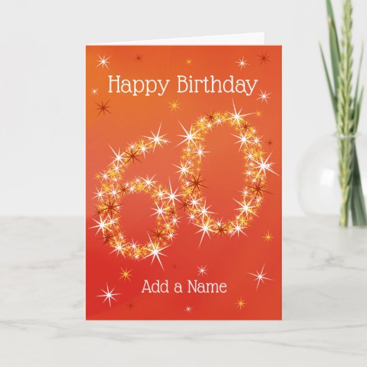 60e verjaardag - nummer 60 in sterren - rood - 60 kaart (Voorkant)