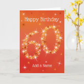 60e verjaardag - nummer 60 in sterren - rood - 60 kaart (Gele Bloem)