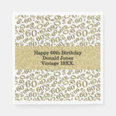 60e verjaardag nummer patroon goud en wit servet (Voorkant)
