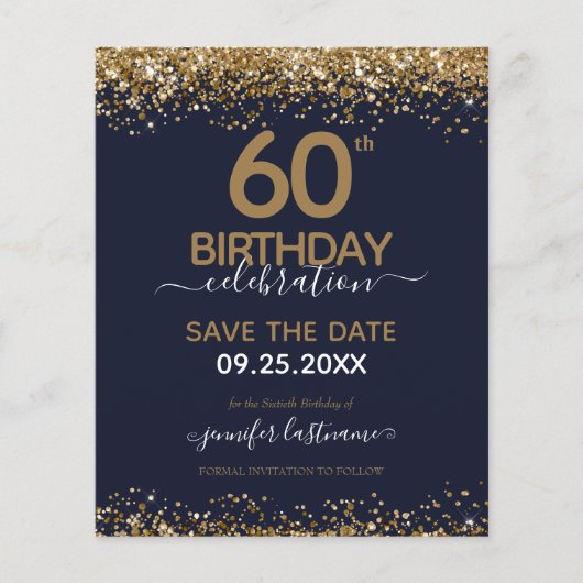 60e verjaardag Opslaan van de datum Begrotingsuitn (Voorkant)