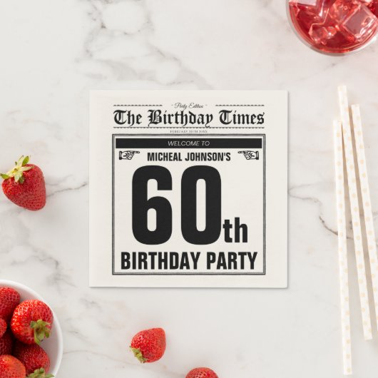 60e verjaardag Oude krant Funny Unieke Aangepast Servet (Insitu)