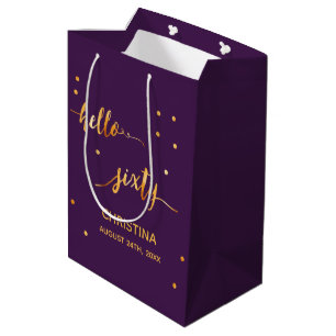 60e verjaardag paars goud hallo 60 medium cadeauzakje