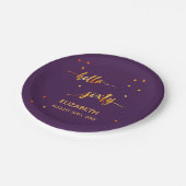 60e verjaardag paars goudtypografie script papieren bordje (Gekanteld)