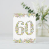 60e Verjaardag Party Dames Bloemen Briefkaart Uitn (Staand voorkant)