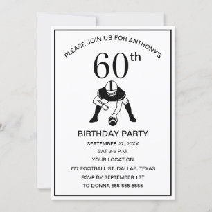 60e Verjaardag Party Football Black Dad Sport Kaart
