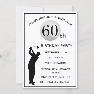 60e Verjaardag Party Golfer Black Par Dad Golf Kaart