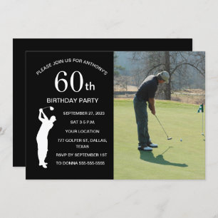 60e Verjaardag Party Golfer Black Par Golf Foto Kaart