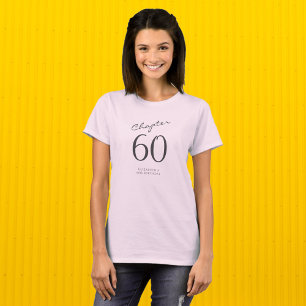 60e verjaardag Party grijs script roze T-shirt