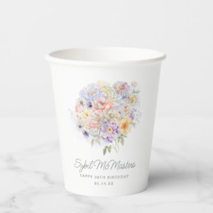 60e Verjaardag Party Waterverf Bloemen Custom Papieren Bekers