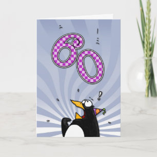 60e verjaardag - Penguin Surprise Kaart