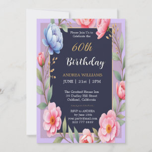 60e Verjaardag Peonny Flower Rozen Wildflowers Kaart