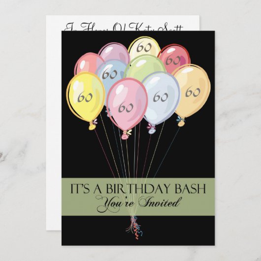 60e verjaardag Persoonlijke uitnodiging (Voorkant / Achterkant)