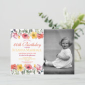 60e verjaardag Poppy Spring Bloemen Foto Kaart (Staand voorkant)