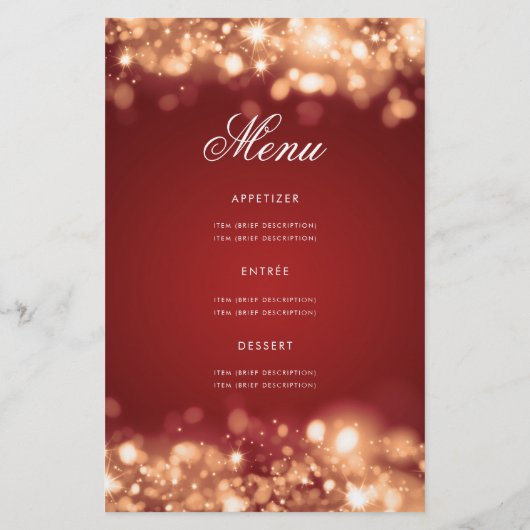 60e verjaardag Programma Glam Licht Gold Red Menu (Achterkant)