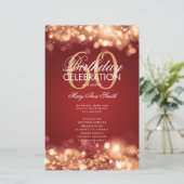 60e verjaardag Programma Glam Licht Gold Red met M (Staand voorkant)