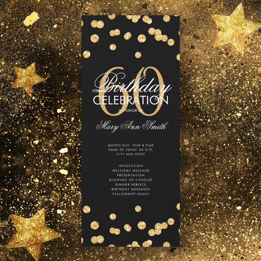 60e verjaardag Programma Gold Glitter met menu