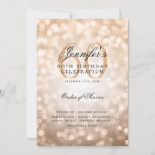 60e Verjaardag Programma Roos Gold Bokeh w / Menu (Voorkant)