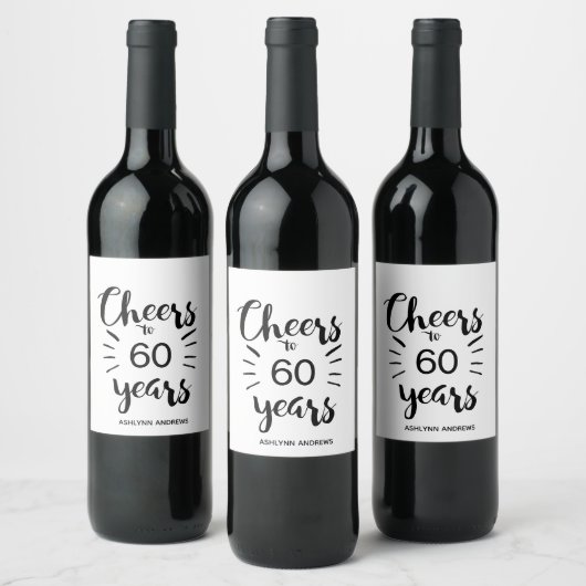 60e verjaardag - Proost 60 jaar Wijn Etiket (Flessen)