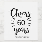 60e verjaardag - Proost 60 jaar Wijn Etiket (Enkel label)