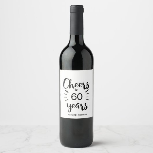60e verjaardag - Proost 60 jaar Wijn Etiket (Voorkant)