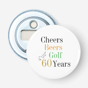 60e verjaardag proost en bier golf minimaal button flesopener