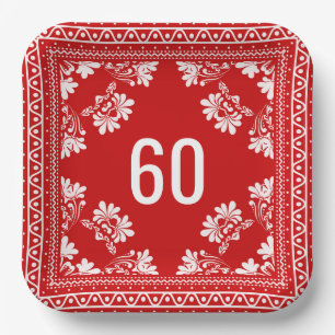 60e verjaardag Red Bandana Papieren Bordje