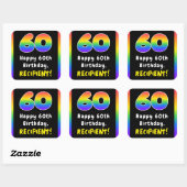 60e verjaardag: Regenboogspectrum # 60, Aangepaste Vierkante Sticker (Vel)