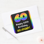 60e verjaardag: Regenboogspectrum # 60, Aangepaste Vierkante Sticker (Envelop)
