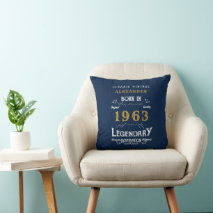 60e verjaardag Retro Blue Gold Legendary Kussen
