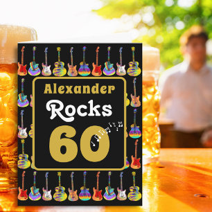 60e verjaardag Retro Groovy Gitaar Gepersonaliseer Kaart