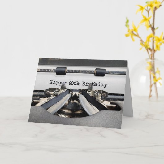 60e verjaardag Retrotypemachine Kaart (Gele Bloem)