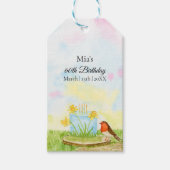 60e verjaardag Robin met Narcis Cake Cadeaulabel (Voorkant)