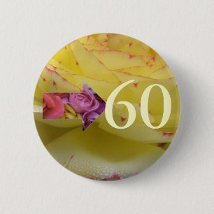 60e verjaardag ronde button 5,7 cm