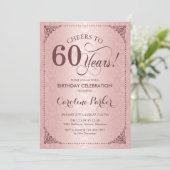 60e verjaardag - Roos Gold Damask Kaart (Staand voorkant)