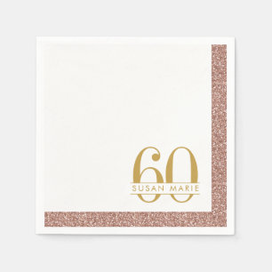 60e verjaardag Roos Gold Speciaal Roze glitter Servet