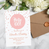 60e verjaardag roos goud confetti white hallo 60 kaart