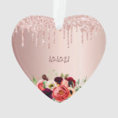 60e verjaardag roos goud glitter druppelt roze flo ornament (achterkant)