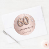 60e verjaardag roos gouden roze diamanten ballonle ronde sticker (Envelop)