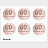 60e verjaardag roos gouden roze diamanten ballonle ronde sticker (Vel)