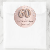 60e verjaardag roos gouden roze diamanten ballonle ronde sticker (Tas)