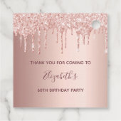 60e verjaardag roos goudglitterdruppels bedankt bedankjes labels (Achterkant)